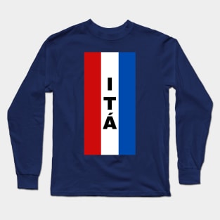 Itá City in Paraguay Flag Colors Vertical Long Sleeve T-Shirt